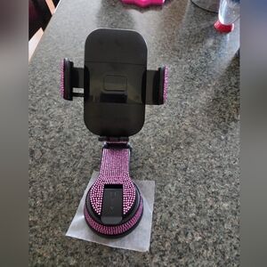 Black and Pink Rhinestone Phone Holder